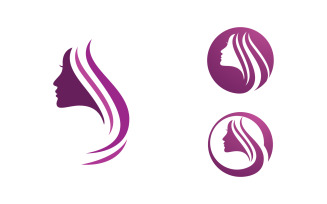 Beauty Hair Woman face character logo illustration v.21