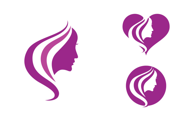 Beauty Hair Woman face character logo illustration v.22 Logo Template