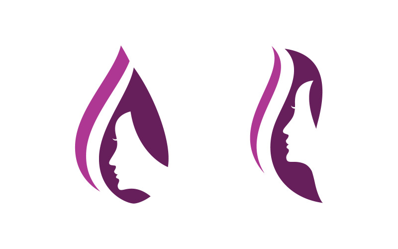 Beauty Hair Woman face character logo illustration v.23 Logo Template