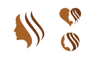 Beauty Hair Woman face character logo illustration v.24