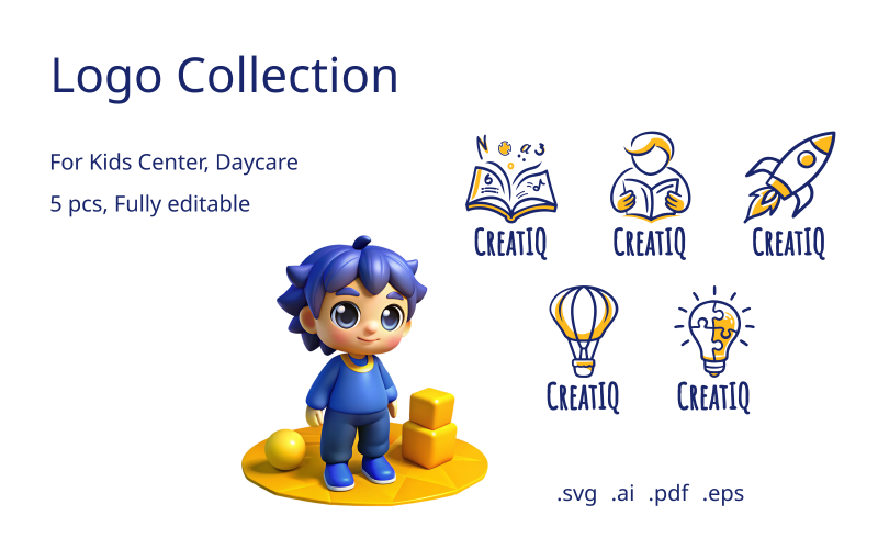 CreatIQ – Logo Pack Template for Daycare and Educational Kids' Centers UI Element