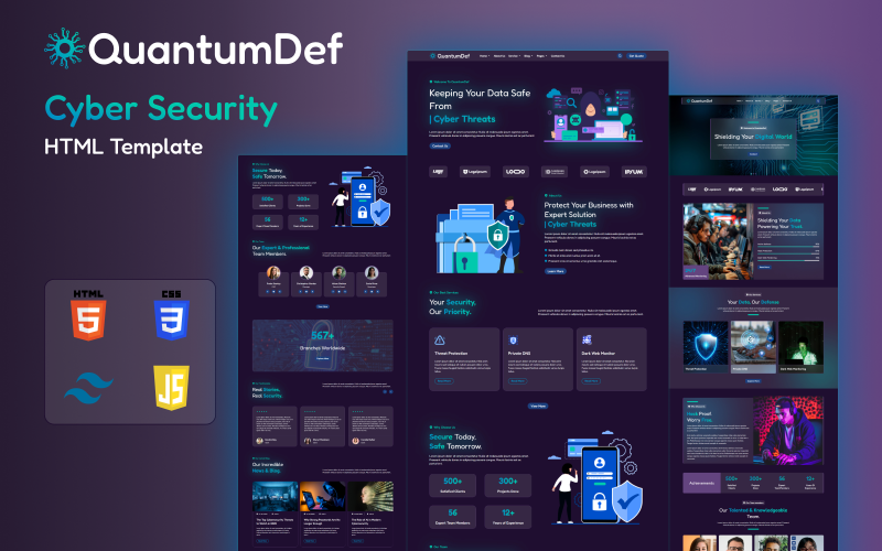 QuantemDef – Cyber-Inspired HTML5 Template Website Template