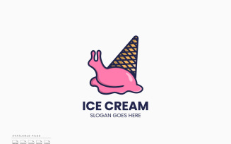 Snail Ice Cream Logo Template Vector Design