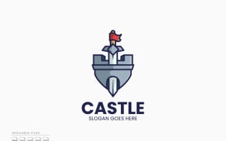 Sword Castle Logo Template Vector Design