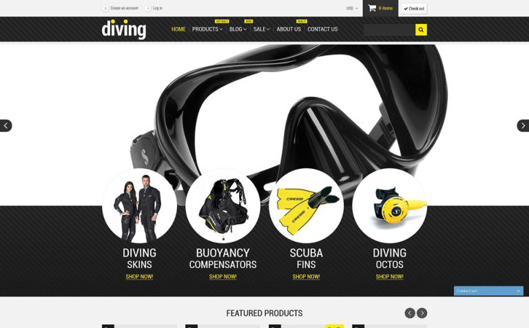 Diving Shop Bootstrap Shopify Theme Big Screenshot Diving Shop Shopify Theme New Screenshots BIG