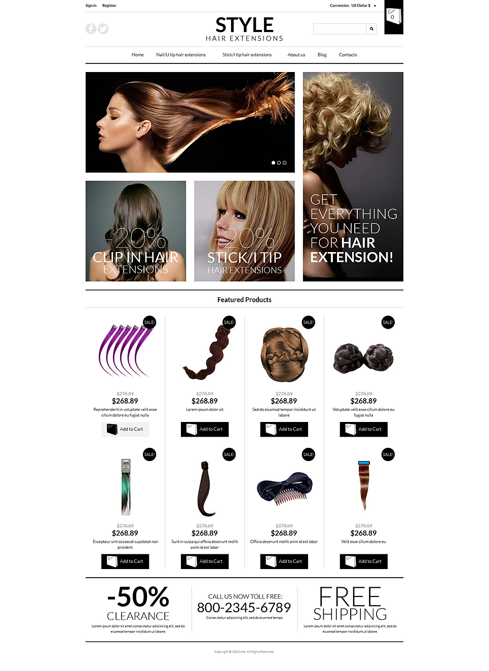 Pro Hair Extensions VirtueMart Template New Screenshots BIG