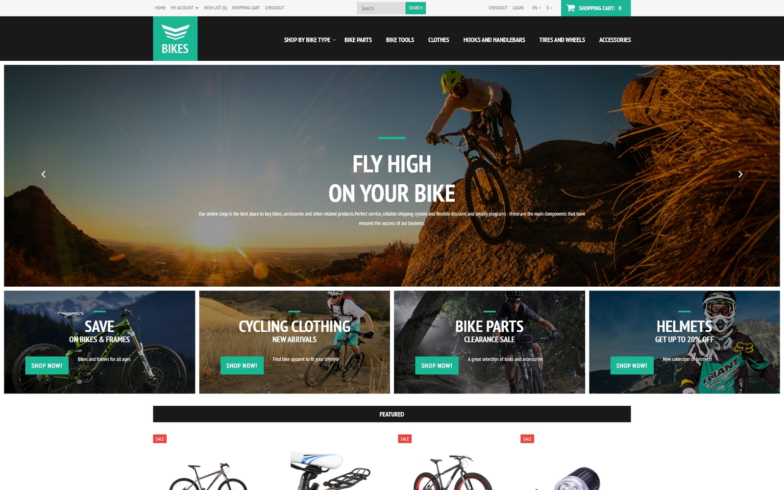 Reszponzív Cycling Equipment OpenCart sablon 52755