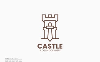 Castle Sword Logo Template Vector Design