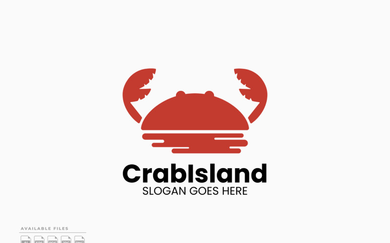 Crab Island Logo Template Vector Design