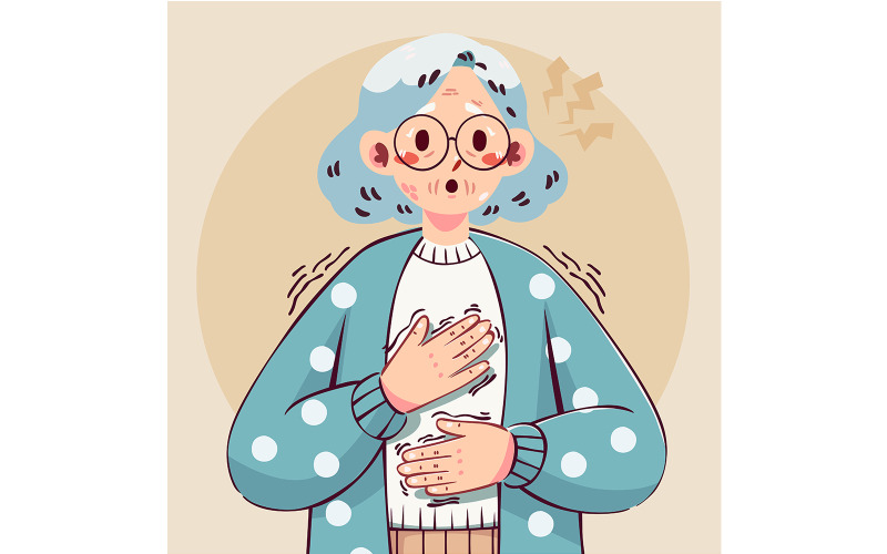 Elderly Woman with Parkinson Illustration