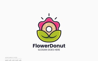 Flower Donut Logo Template Vector Design