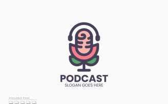 Flower Podcast Logo Template Vector Design