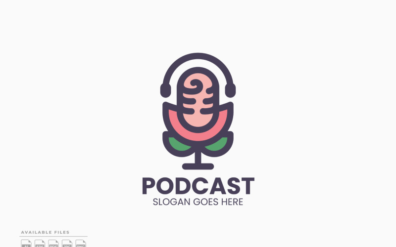 Flower Podcast Logo Template Vector Design