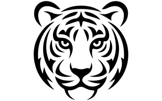 A vector graphics logo the stylized face of a tiger