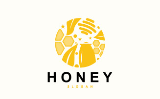 Honey Logo Honey Bee Animal VectorV4