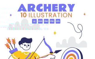 10 Archery Sport Vector Illustration