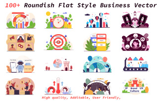 100+ Roundish flat style business vector