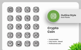 20 Set of Crypto Coins Vol 2 Outline Icon Collection