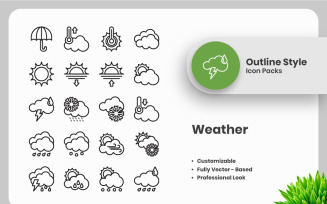 20 Set of Weather Outline Icon Collection