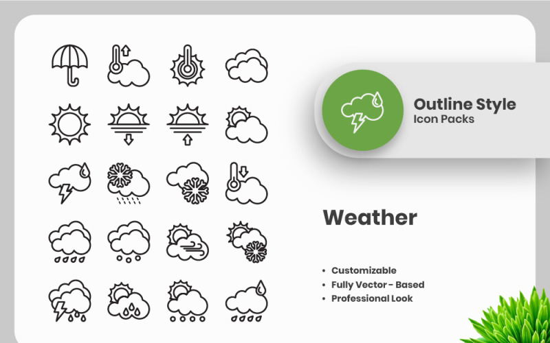 20 Set of Weather Outline Icon Collection Icon Set