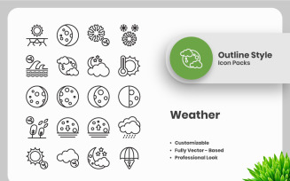 20 Set of Weather Vol 2 Outline Icon Collection