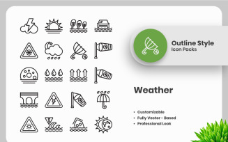20 Set of Weather Vol 3 Outline Icon Collection