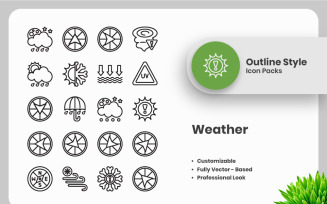 20 Set of Weather Vol 4 Outline Icon Collection