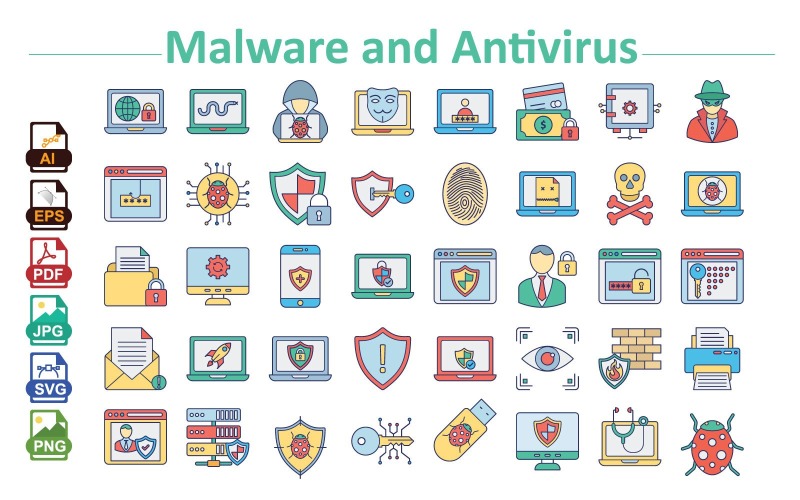 Malware and Antivirus Icons Icon Set