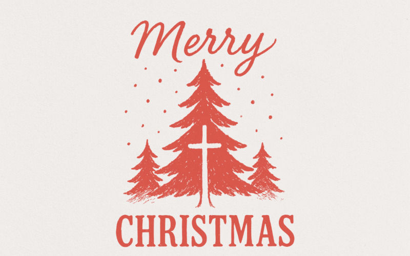Merry Christmas PNG, Christian Christmas Tree Cross Digital Download, Faith Holiday Shirt Design, Illustration