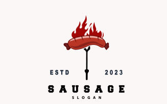 Sausage Logo Meat Fork and Sausage FoodV1