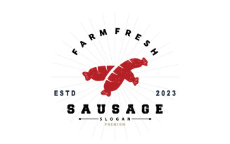 Sausage Logo Meat Fork and Sausage FoodV2