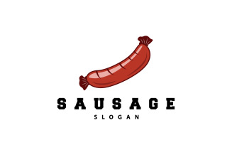 Sausage Logo Meat Fork and Sausage FoodV3