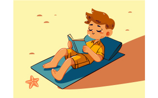 Serene Beach Escape (flat design)