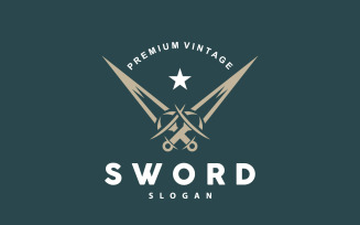 Sword Logo Fighter War Weapon VectorV5