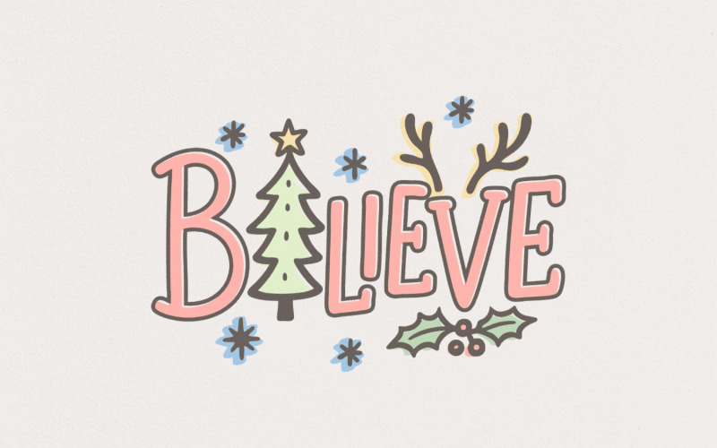 Believe Christmas PNG, Holiday Png, Festive Winter Cheer Design, Sublimation Art, Digital Download Illustration