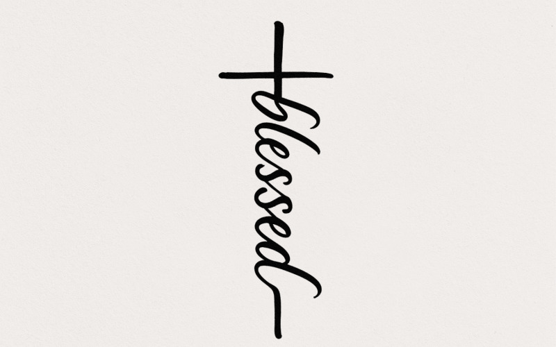 Blessed Cross PNG, Blessed Christian Shirt PNG, Inspirational Faith Shirt PNG Design, Handwritten Illustration