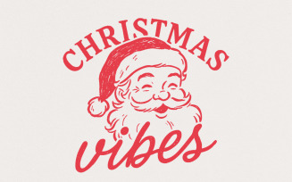 Christmas Vibes PNG, Retro Santa Claus, Vintage Christmas PNG, Holiday Sublimation, Festive