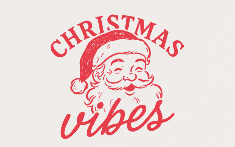 Christmas Vibes PNG, Retro Santa Claus, Vintage Christmas PNG, Holiday Sublimation, Festive Illustration