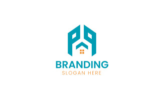 Letter PP hexagon home logo-941