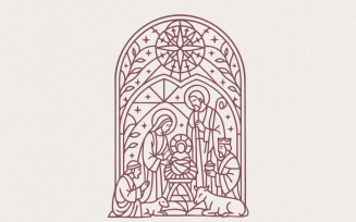 Nativity Scene Clipart PNG, Holy Family Icon Digital Download, Religious Nativity Art, Christmas