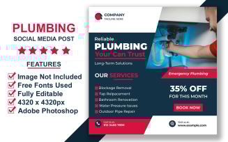 Professional Plumbing Services Post Template PSD for Instagram Marketing Campaigns