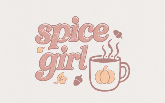 Spice Girl PNG Fall Pumpkin Coffee Mug PNG Autumn Acorn Leaves Cute Digital Download, Cozy Seasonal