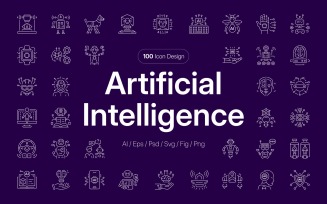 Artificial Intelligence Icon Art Set