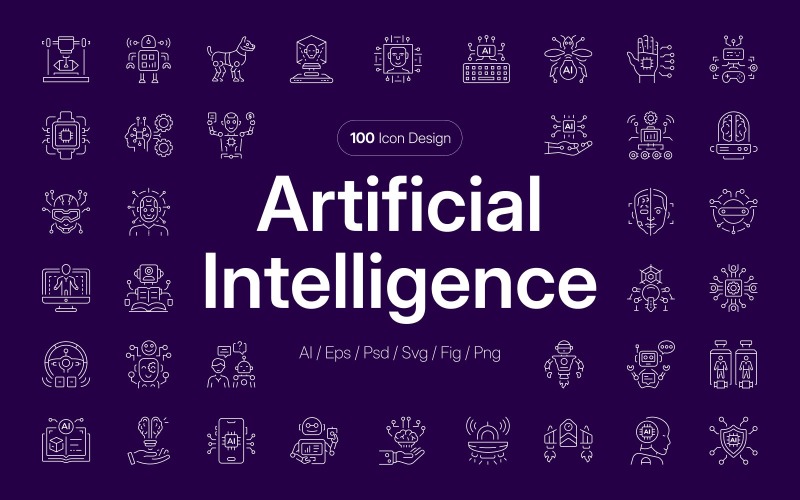 Artificial Intelligence Icon Art Set Icon Set