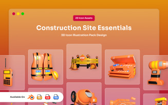 Construction Site Essentials 3D Icon Pack