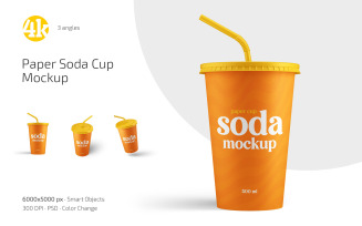 Paper Soda Cup Mockup Set