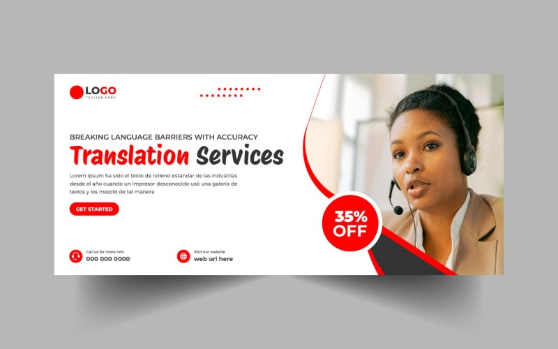 Translation Services Social Media Cover Banner Template