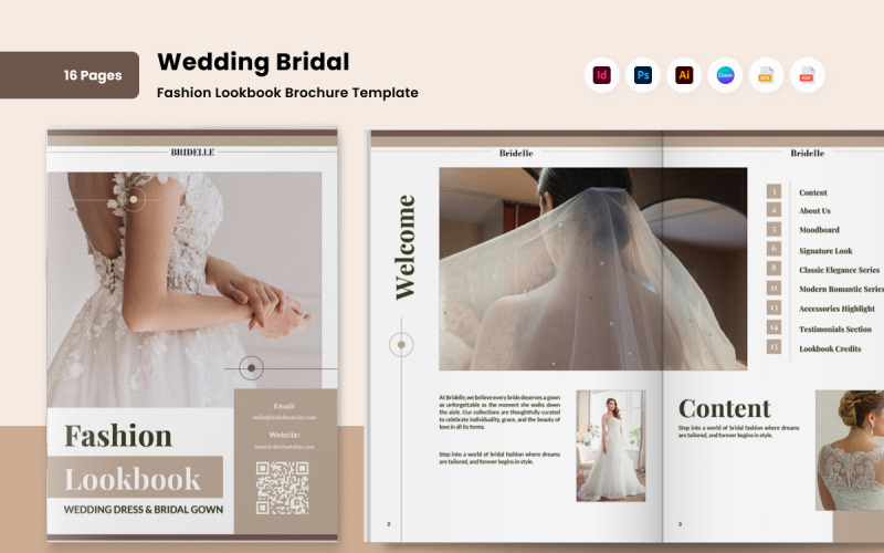 Wedding Bridal Fashion Lookbook Magazine Template