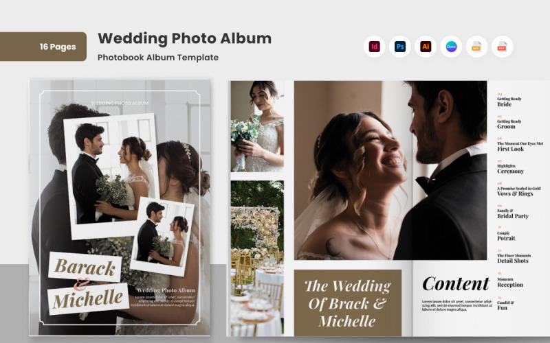 Wedding Photo Album Book Design Magazine Template