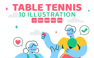 10 Table Tennis Sports Illustration